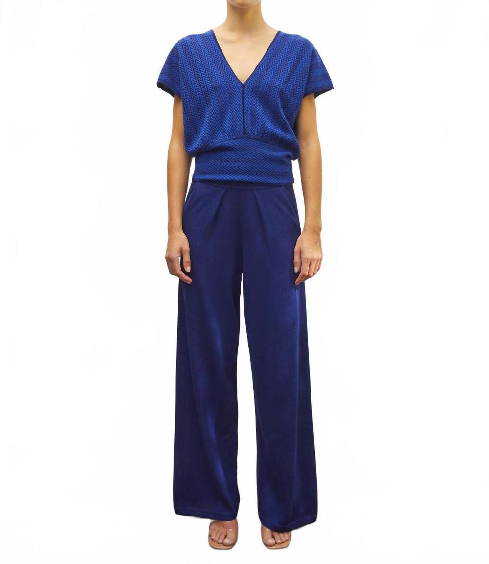 NEW MOLLI ciao fluid knit pants in blue faience